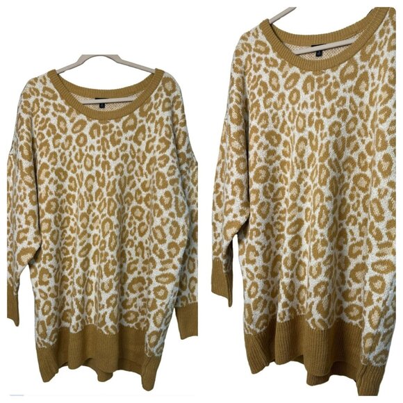 Torrid Soft Popcorn Knit Drop Shoulder Sweater | Leopard Print, Women's Size 3 - Picture 1 of 6
